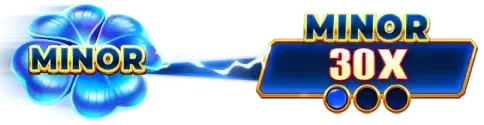 Minor Jackpot meter with two of three symbols collected in Clover Smash Free Spins